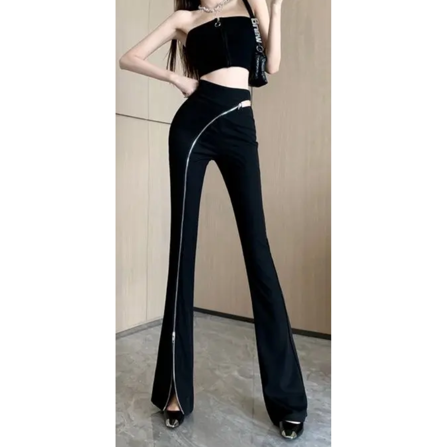 Abigail® | Bootcut trousers women's high-waist bootcut trousers with asymmetrical zip