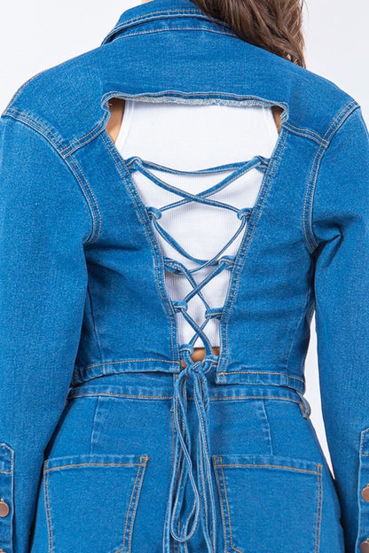 Anneliese® | Short denim jacket from American Bazi with lacing at the back