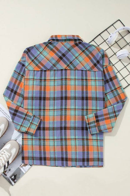 Sue® | Orange loose checked shirt with pocket