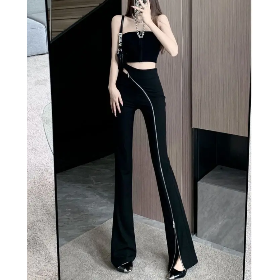 Abigail® | Bootcut trousers women's high-waist bootcut trousers with asymmetrical zip
