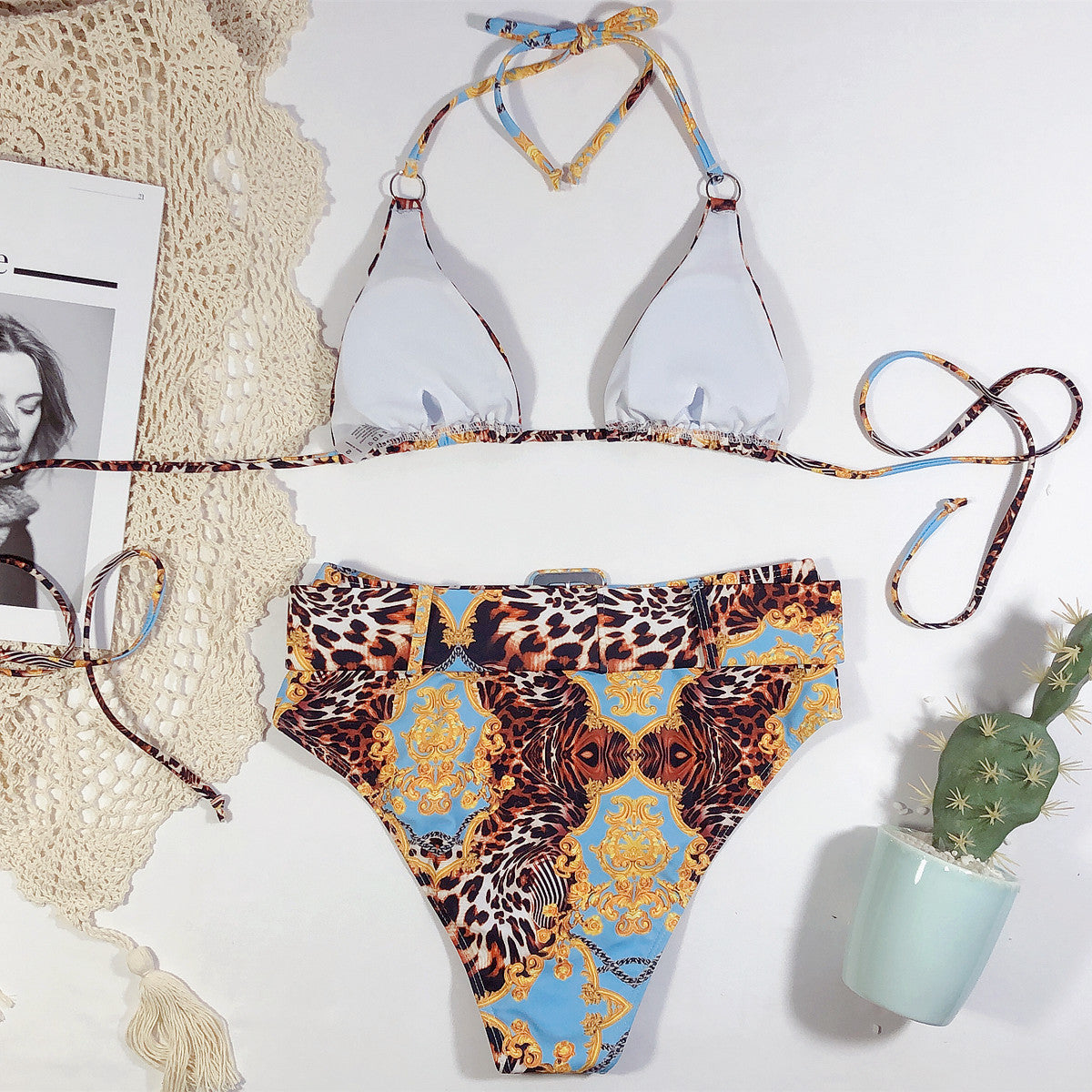 Micaela® | Bikini with halter neck and print