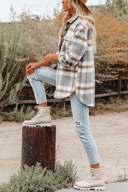 Thalía® | Plaid Pocketed Jacket