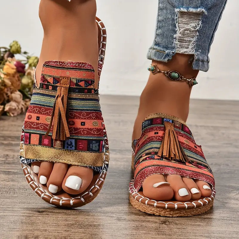 Marcella® | Ethnic Style Flat Sandals With Tassel