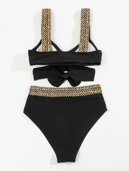 Alma® | Gold-colored bikini with cross-shoulder strap and high waist