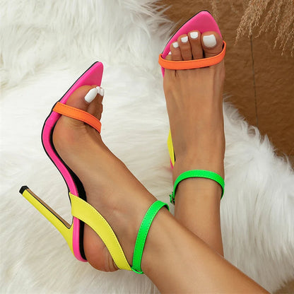 Georgina® | Colorful High Heel Sandals With Neon Straps