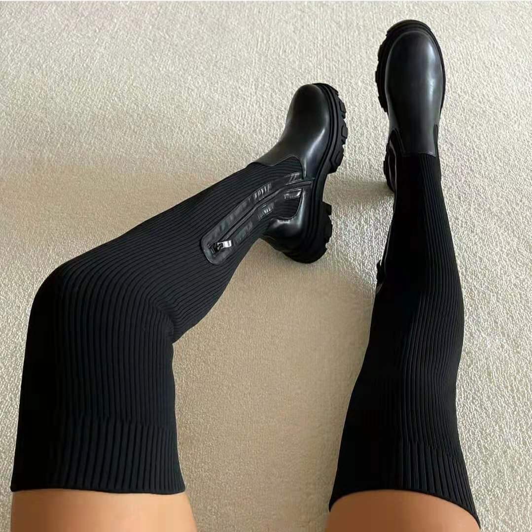 Zenaida | -the-Knee Boots Knitted Material Modern
