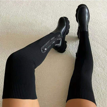 Zenaida | -the-Knee Boots Knitted Material Modern