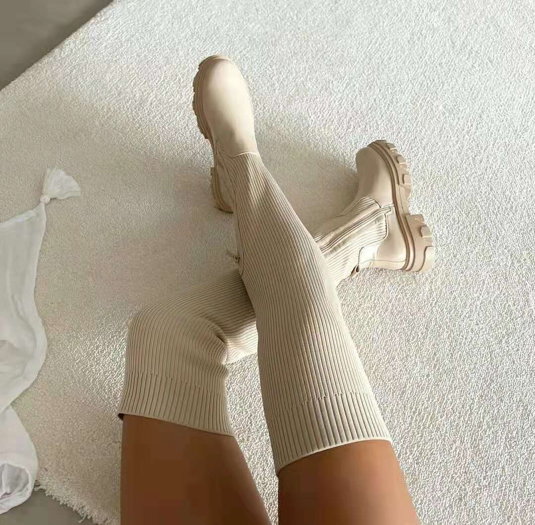Zenaida | -the-Knee Boots Knitted Material Modern