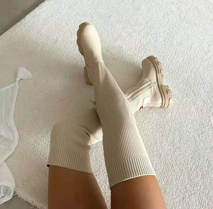 Zenaida | -the-Knee Boots Knitted Material Modern
