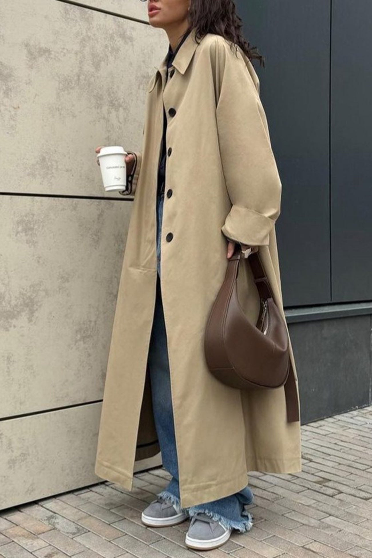Araceli® | Single-breasted cotton trench coat with lapels