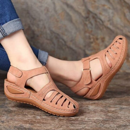 Janice® | Vintage Style Leather Orthopedic Sandals