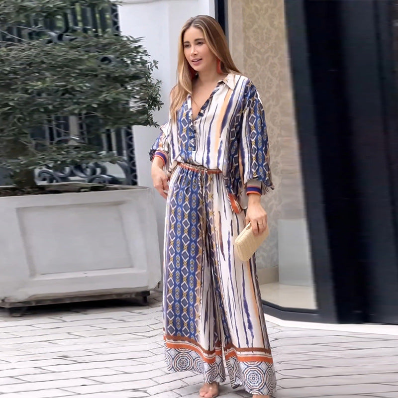 Abigail® | Bohemian blouse and pants set