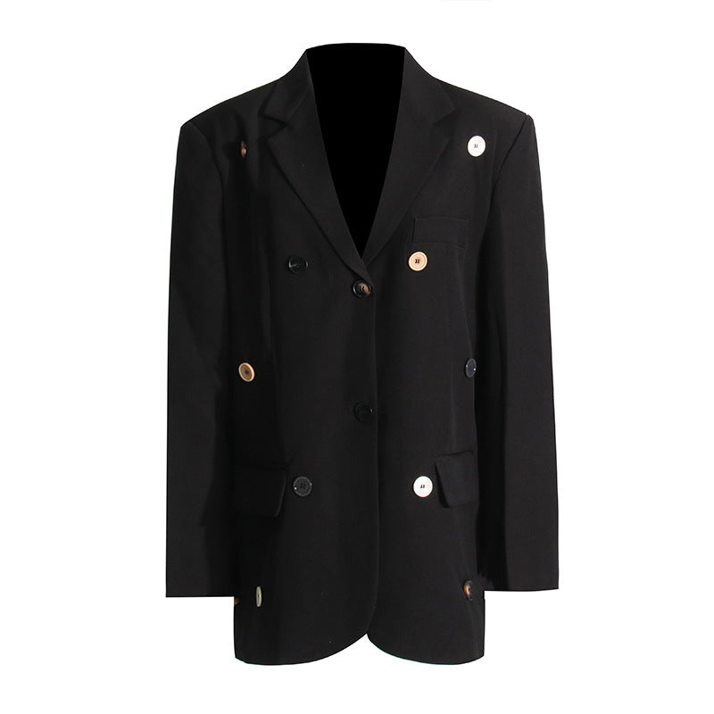 Adela | Women's oversized blazer jacket with gold buttons