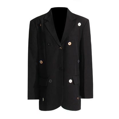 Adela | Women's oversized blazer jacket with gold buttons
