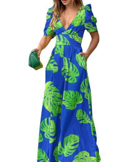 Verónica® | Women'S Floral Maxi Dress With Puff Sleeves