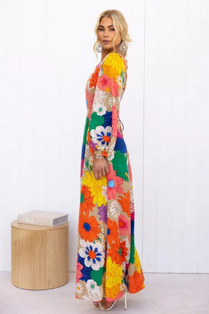 Addison® | Floral dress with puff sleeves