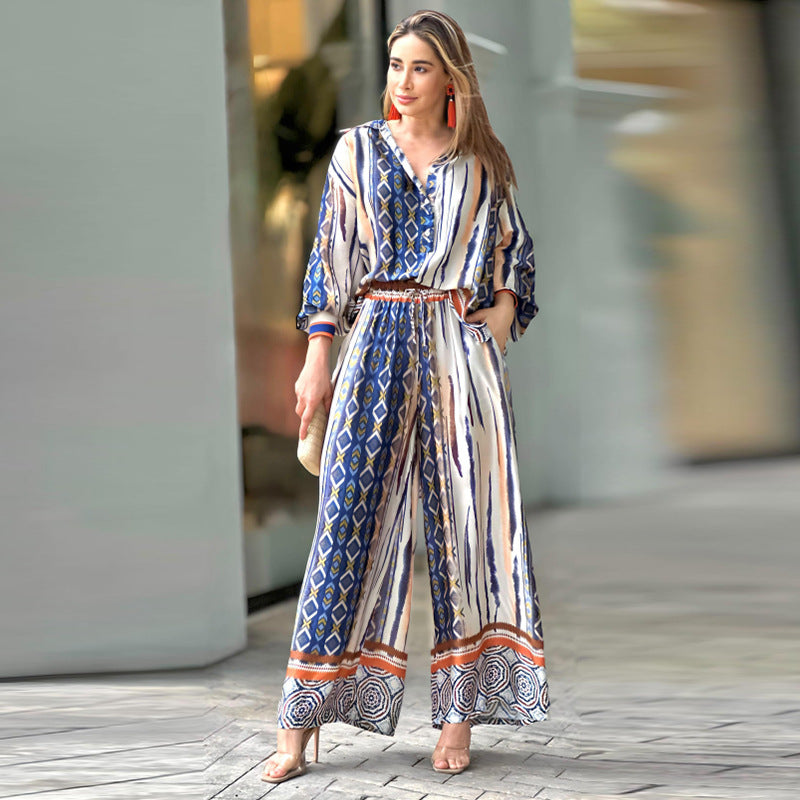 Abigail® | Bohemian blouse and pants set