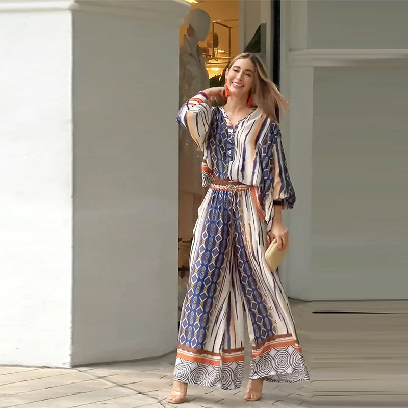 Abigail® | Bohemian blouse and pants set