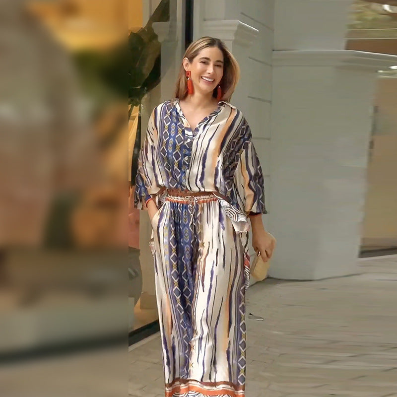 Abigail® | Bohemian blouse and pants set