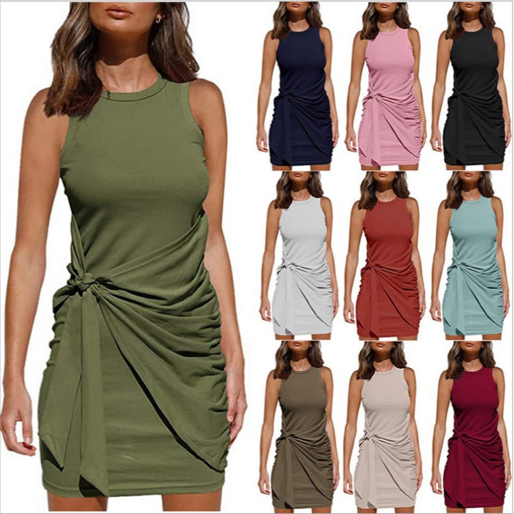 Rosalía® | Women'S Sleeveless Twisted Draped Mini Dress