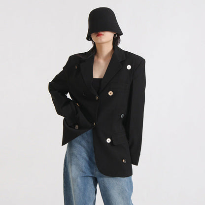 Adela | Women's oversized blazer jacket with gold buttons