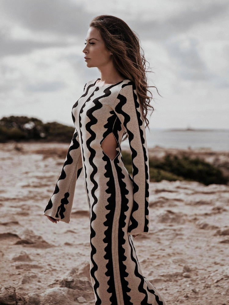 Ada® | Long Sleeve Knitted Maxi Dress