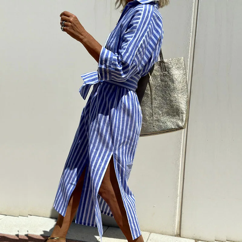 Abigail® | Elegant striped shirt dress
