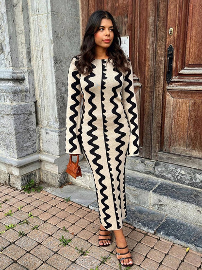 Ada® | Long Sleeve Knitted Maxi Dress