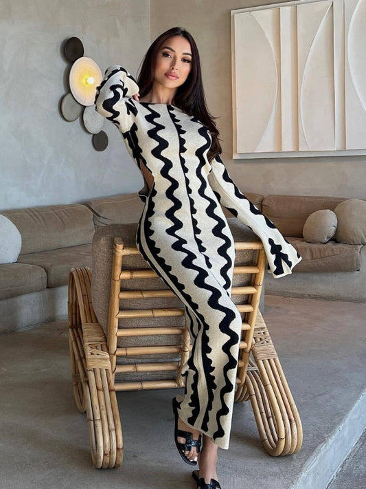 Ada® | Long Sleeve Knitted Maxi Dress