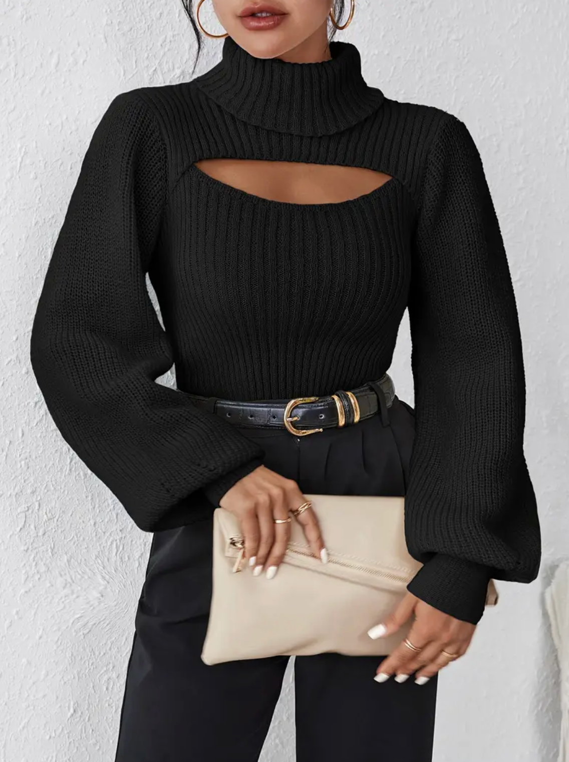 Vilma | high neck sweater with cut out