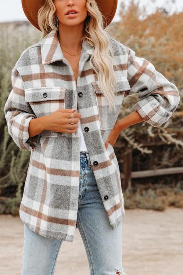 Thalía® | Plaid Pocketed Jacket