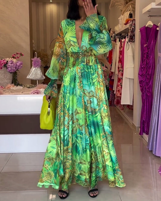 Lidia® | Elegant printed maxi dress with empire waist