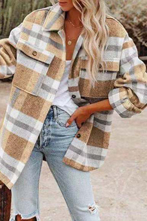 Thalía® | Plaid Pocketed Jacket