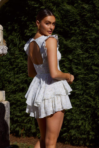 Flor® | Striped mini dress with lace