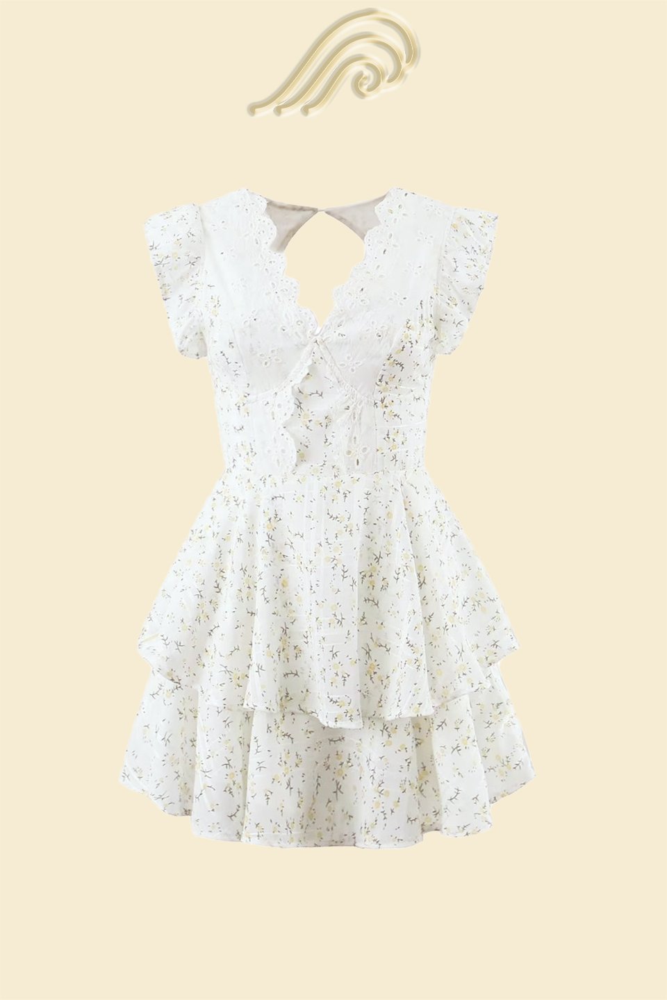 Flor® | Striped mini dress with lace