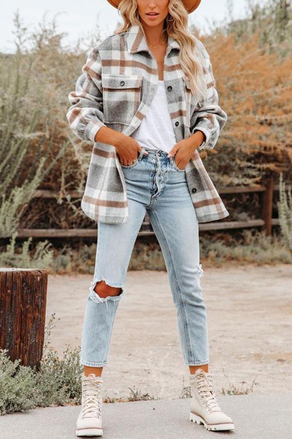 Thalía® | Plaid Pocketed Jacket