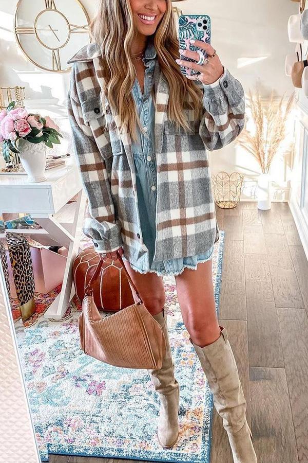Thalía® | Plaid Pocketed Jacket