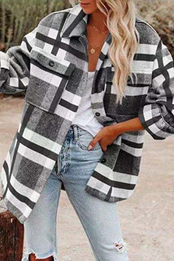 Thalía® | Plaid Pocketed Jacket