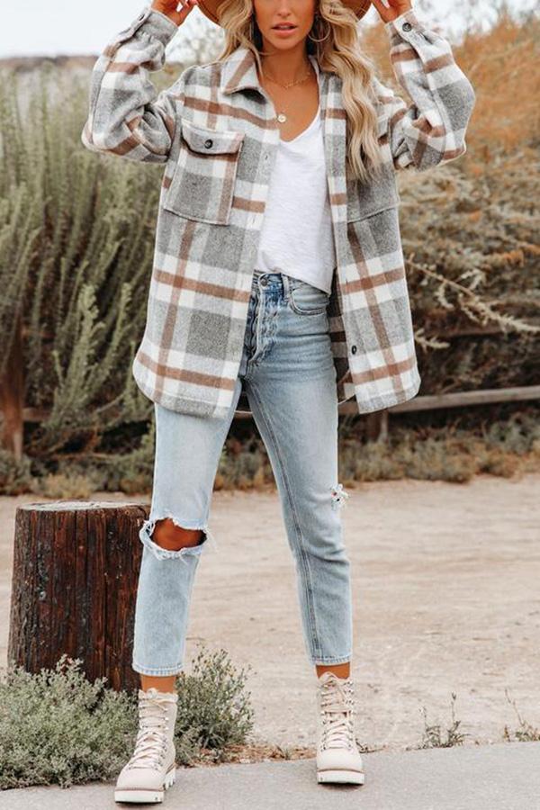Thalía® | Plaid Pocketed Jacket