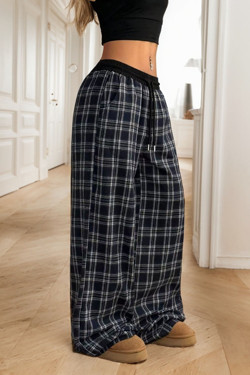 Lilian® | Checked wide leg trousers