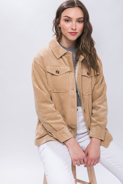 Barbara® | Love Tree corduroy jacket with buttons and Sherpa interior