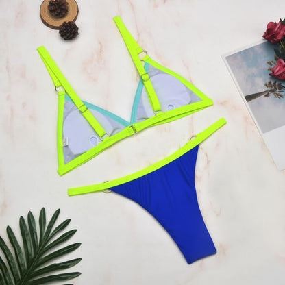 Thelma® | Two-Piece Bikini Swimsuit With Gold Metal Rings And Triangular Cups