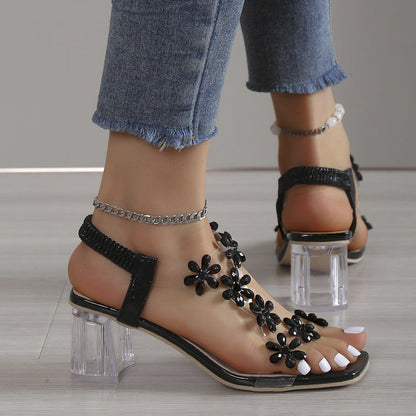 Blossom® | Stylish Block Heels Transparent Sandals for Women