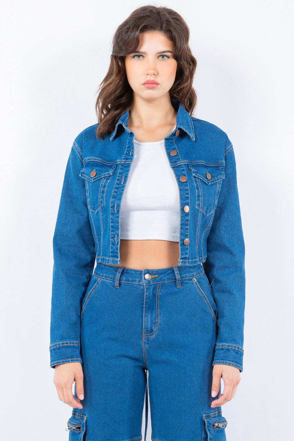 Anneliese® | Short denim jacket from American Bazi with lacing at the back
